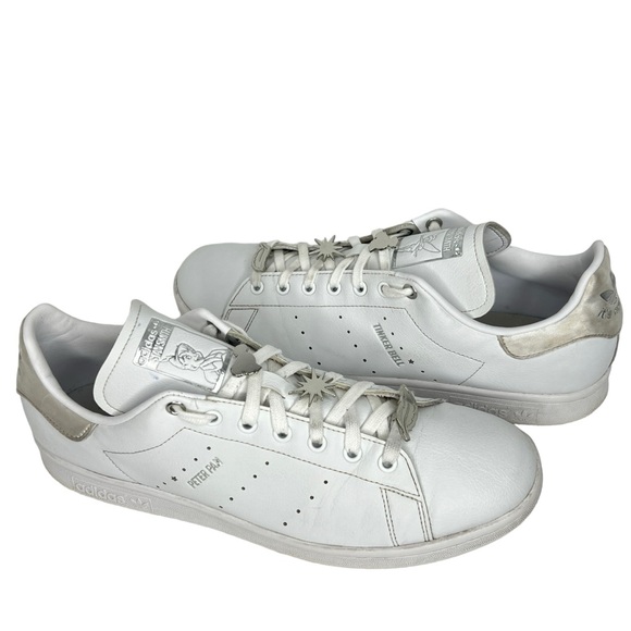 Adidas Stan Smith X Disney Peter Pan & Tinker Bell White Leather Shoes Size 12 - Picture 10 of 12